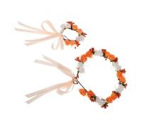 VICASKY 1set Boho Rose Floral and Wrist Corsage for Bride Realistic Flower Headband Wedding Hair Accessory for Beachside Photoshoots and Festivals