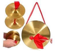 VICASKY 1set Copper Gong and Cymbal Musical Instrument Gong Mallet Hand Cymbals and Lightweight Chinese Percussion for Musicians and Performances