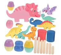 VICASKY 1Set Educational Wooden Dinosaur Stacking Blocks for Safe Early Learning Develop Cognitive Communication Skills