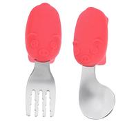 VICASKY 1set Feeding Stainless Steel Fork Spoon for Toddlers Short Handle Cutlery Anti- Design for Weaning Led Feeding Safe and Tableware for Boy Girl