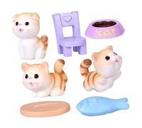 VICASKY 1set Miniature Cat Figurines Hand-painted Resin Landscape Decor for Dollhouse and Home Decoration Boy Girl Toys and