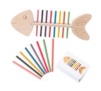 VICASKY 1Set Montessori Color Sorting Fish Bone for Double Sided Cards Sticks Early Education Developmental for Cognitive Skills Color Recognition