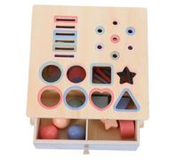 VICASKY 1Set Montessori Shape Sorting Coin Box for Educational Wooden Building for Year Color and Shape Matching Cognitive Development Learning Tool