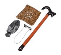 VICASKY 1set Old Lady Costume Set Wig Glasses Necklace and Walking Cane for Cosplay Themed Parties and Stage Accessory Kit for Boys and Girls and Adults