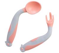 VICASKY 1set Portable Boy Girl Cutlery Set Fork Spoon for Toddlers Feeding Tool Silicone