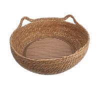 VICASKY 1Set Stylish Handwoven Cat Nest Round Seagrass for Indoor Use Cozy and Compact Design for Cats Small Dogs Year Round Comfort Unique Aesthetic Pet House