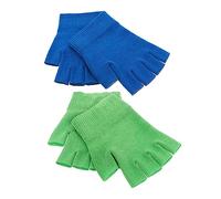 VICASKY 2 Pairs Moisturizing Therapy Gloves Fingerless Hand Care Gloves for Intensive Hydration Washable Reusable for Home and Office Use Green Blue