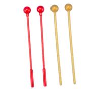 VICASKY 2 Pairs Small Mallet Drum Sticks for Glockenspiel and Xylophone Lightweight Abs Carillon Mallets with Red Hard and Gold Soft Heads Clear Crisp Sound for Beginners and Performance