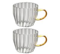 VICASKY 2 Pcs 100ml Glass Tea Cups with Handle Small Kung Fu Drinkware | Easy to clean, smooth round edges, safe handheld design, traditional craftsmanship for tea service and daily use