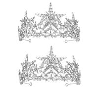 VICASKY 2 pcs Alloy Star Crown Headdress Band for Bride Wedding Party Lightweight Silver Rhinestone Headband Chic Womens Bridal Hair Accessory Elegant Banquet Decoration