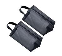 VICASKY 2 PCS Black Mesh Zipper Storage Pouches Portable Travel Cosmetic Bags Lightweight Organizers with Transparent for Toiletries and Small Essentials