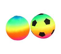VICASKY 2 Pcs Colorful Soccer Ball PVC Inflatable Soft Football for Boys and Lightweight Rainbow Playground Balls for Indoor Outdoor Play