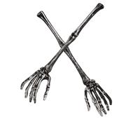 VICASKY 2 Pcs Creative Halloween Skeleton Salad Tongs with Long Handle Realistic Skull Kitchen Ware for Mixing and Serving Easy to Clean Unique Holiday Meals Random Color