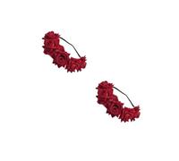 VICASKY 2 pcs Elegant Simulated Rose Hair Band for Weddings and Parties Comfortable Velvet Bride Headband with Red and White Floral Design for Valentine's Day Engagements Banquets and
