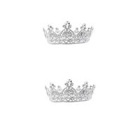 VICASKY 2 pcs European Style Baroque Round Bridal Crown Allergic Wedding Hair Decor for Women and Photo Prop for Prom Pageant and Birthday Celebrations