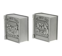 VICASKY 2 Pcs Metal Tooth and Curl Keepsake Boxes with Flannel Lining Retro Lightweight Storage Organizers for Boys and Decorative Animal Patterned Containers for First Teeth and Hair