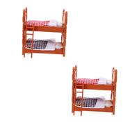 VICASKY 2 pcs Mini Doll House Bunk Beds Realistic Simulation Double Bed with Pillows and Quilts Miniature Furniture for Childrens Photography Prop and Educational Decor