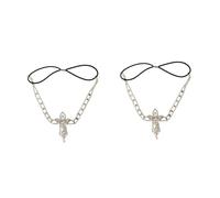 VICASKY 2 pcs Rhinestone Bridal Hair Chain for Women and Gold Tassel Forehead Headpiece Wedding Headband Accessory Elegant Design for Bride and Special Occasions