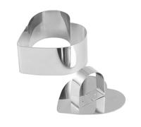 VICASKY 2 Pcs Stainless Steel Heart Shaped Chocolate Baking Molds with Pushing Plate Anti-Rust Mousse Cutter Cake Rings for Professional Cake Shop Baking