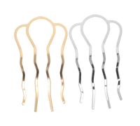 VICASKY 2 Pcs Vintage Chinese Updo Hair Combs Zinc Alloy Teeth U Shaped Decorative Hair Forks for Women Wedding Prom Elegant Style