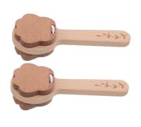 VICASKY 2 Pcs Wooden Paw Shape Percussion Castanets with Long Handle for Musical Clappers Easy Grip Rhythm for Early Music Education and Party Noisemakers