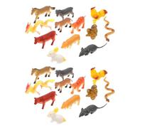 VICASKY 2 Sets Chinese Zodiac Animals Figures Toys Mini Plastic Farm Animals Figures Realistic Model Kids' Play Educational Playset for Tollders 3+ Years Boys Girl