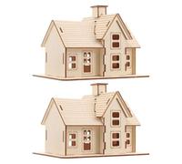 VICASKY 2 Sets DIY Wooden House Puzzle Uncolored Miniature Log Cabin Model Creative Woodcraft Kit for Adults and Build-your-own Architectural Assembly for Birthday Christmas Party Favor