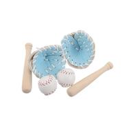 VICASKY 2 Sets Miniature Baseball Bat Glove Ball Set Sports Simulation for Dollhouse Accessories Crafts Project Decoration with White Ball Light Blue Bat