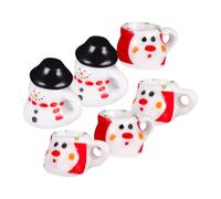 VICASKY 2 Sets Miniature Porcelain Tea Set with Realistic Snowman Design for Dollhouse Kitchen Decor Charming Ceramic Tiny Teacups and Teapot for Holiday Pretend Play and Festive gift for for for for