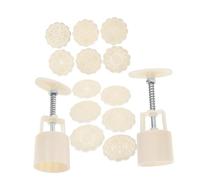 VICASKY 2 Sets Mooncake Mold Press with Unique Floral Patterns Abs Hand-Pressure Cookie Stamps for DIY Moon Cake Cookies Fondant Cupcakes Easy-Clean Baking Molds for Traditional Holiday