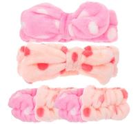 VICASKY 2 Sets Polka Dot Bow Face Wash Headbands and Wristbands for Women Soft Water-absorbing Skincare Hairbands with Elastic Texture Keep Hair Neat and Arms Dry During Makeup Bath Spa