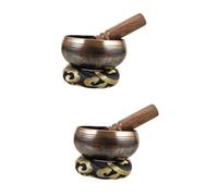 VICASKY 2 Sets Tibetan Singing Bowl for Meditation Decorative Buddhism Bowl Wooden Mallet Sound for Yoga Matters and Yoga Bells Practice Random Color