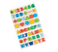 VICASKY 2 Sets Wooden Alphabet and Number Shape Puzzles Educational Montessori Learning for Preschoolers Fine Motor Skill Development and Early Math Recognition