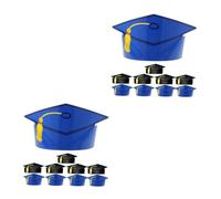 VICASKY 20 Pcs Graduation Paper Hats Party Favors Black and Blue Paper Caps for Ceremony Photo Props Student Decorations