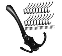 VICASKY 20 Pcs Metal Coat Hooks Heavy Duty Wall Mounted Strong Load Bearing Black Hangers for Towels Hats Clothes Versatile Bathroom and Home Use