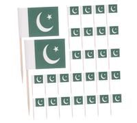 VICASKY 200pcs Pakistan Toothpick Flags Mini Stick Cupcake Toppers Cocktail Picks for Party Dessert Decoration Green