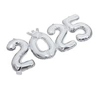 VICASKY 2025 Silver Aluminum Foil Number Balloons Set with Crown Design for New Year Party Decorations and Festival Supplies
