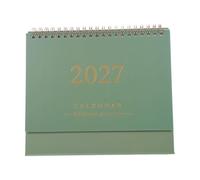 VICASKY 2027 Desktop Desk Calendar with Easy Flipping and Sturdy Paper Construction Minimalist Green Standing Flip Calendar for Office Desk or Workspace with Pure Colour Design