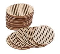 VICASKY 20pcs Mini Oval Wood Discs 6x4.5cm with Holes for Handmade Cross Stitch DIY Ornaments, Unpainted Wooden Slices for Holiday Decor and Christmas Crafts