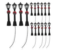 VICASKY 20pcs Miniature Street Lamp Models LED Simulation Lights for Dollhouse and Micro Landscapes Black with Floral Wreath DIY Craft Night Scene Decoration