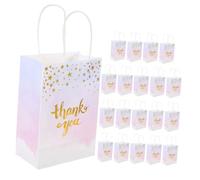 VICASKY 20pcs Thank You Paper Gift Bags with Handles Bottom Decorative Handheld Bags for Wedding Party Presents Small Treats and Shower Favors Chic Craft Design