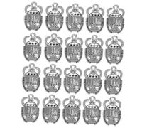 VICASKY 20Pcs Vintage Beetle Pendant Charms for Jewelry Making Amulet Charms with Inlays DIY Necklace and Bracelet Accessories Antique Silver Finish