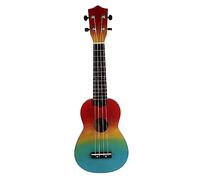 VICASKY 21 Inches Hand Painted Wooden Ukulele for Starter with Excellent Tone and Environmentally Friendly Material, Mini Instrument Gift for Children with Unique Rainbow Painted Design
