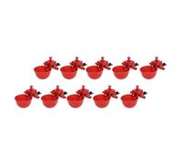 VICASKY 22pcs Automatic Poultry Water Dispenser Cups with Adjustable 9.5mm Flow, Red Plastic Drinking Bowls for Chicken Pigeons and Birds, Black Screw Nut Design for Farm and Backyard Use