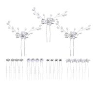 VICASKY 23pcs Pearl and Rhinestone Hair Accessories U-shape Hair Clips Simulation Pearls and Flowers Wedding Bridesmaid Pins for Women