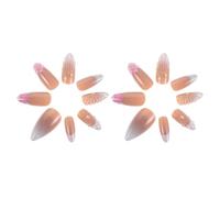 VICASKY 24Pcs 3D Flower Pattern Press on Nails Set Wearable Full Cover Artificial Short False Nails with Jelly Gel Material for Women’S Party and