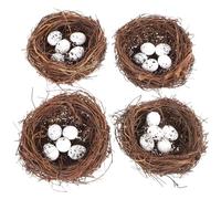 VICASKY 24pcs Artificial Rattan Bird Nest Set with Fake Bird Eggs for Home Party DIY Decor for Spring and Garden Display