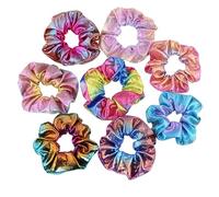 VICASKY 24pcs Metallic Rainbow Hair Ties Gilding Two Color Ponytail Holders for Women Soft Fabric Hair Bands Blue Brown Yellow Green Rose Stylish