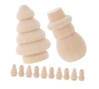 VICASKY 24pcs Mini Wooden Peg Dolls for Christmas DIY Craft Unfinished Snowman Tree Figures Blank Wooden Doll Bodies for Creative Painting and Educational Holiday Decorations