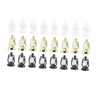 VICASKY 24pcs Miniature Lantern Ornaments for Dollhouse Christmas Decor, Black White Gold Mini Tabletop Lamp Decorations, Xmas Desktop Mini House Lamps Set